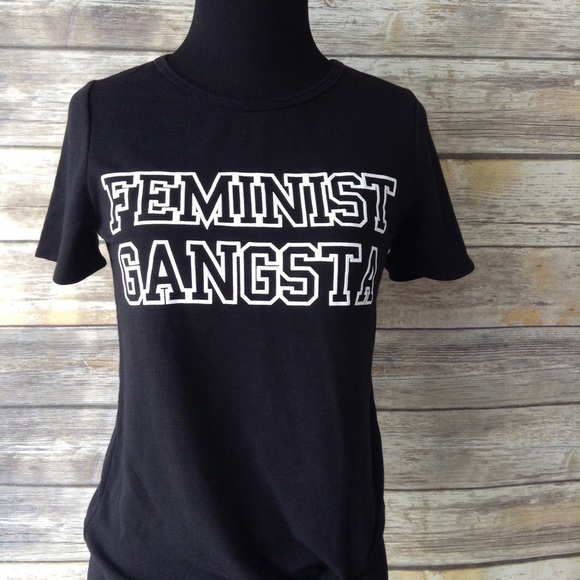 cocolove Tops - Cocolove feminist gangster graphic tie tee s/m